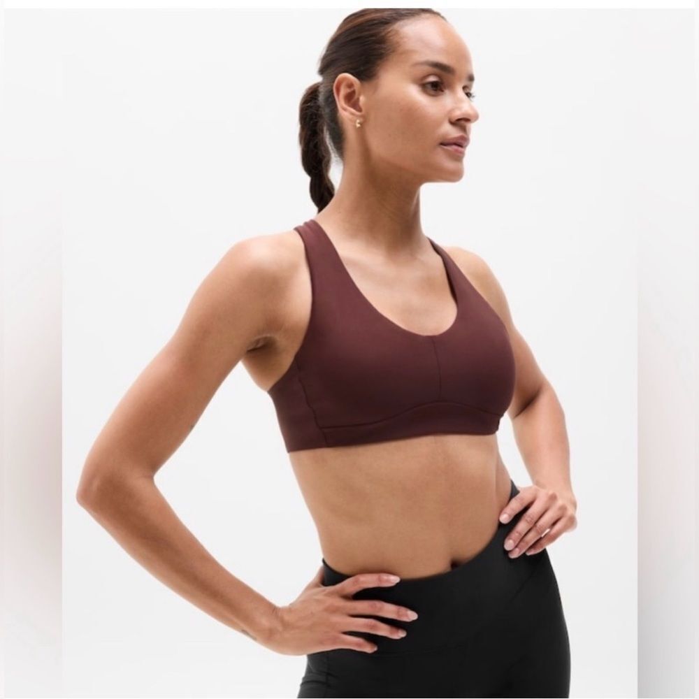 Athleta Interval Plunge Train Bra Large A/C NEW with tags Garnet